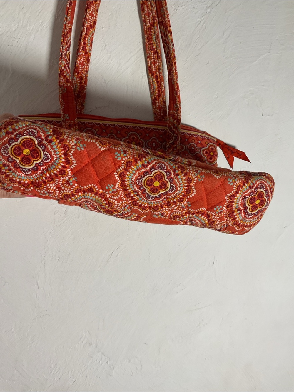 Vera Bradley Small Vera Tote Bag Paprika Quilted Medallion Paisley Orange Red - Picture 8 of 12